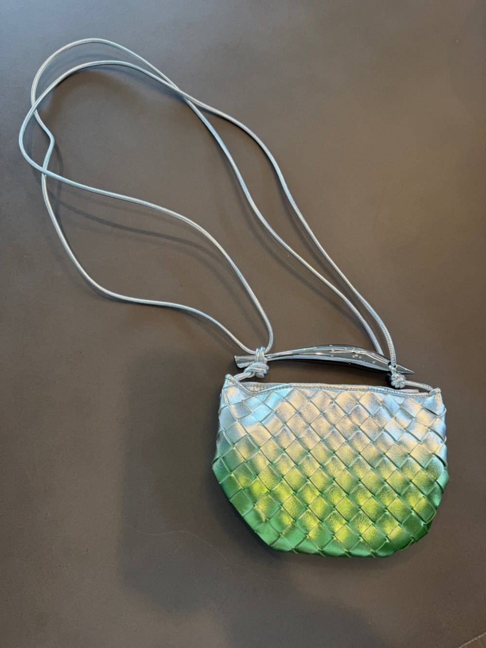 Woven Silver Crossbody Handbag